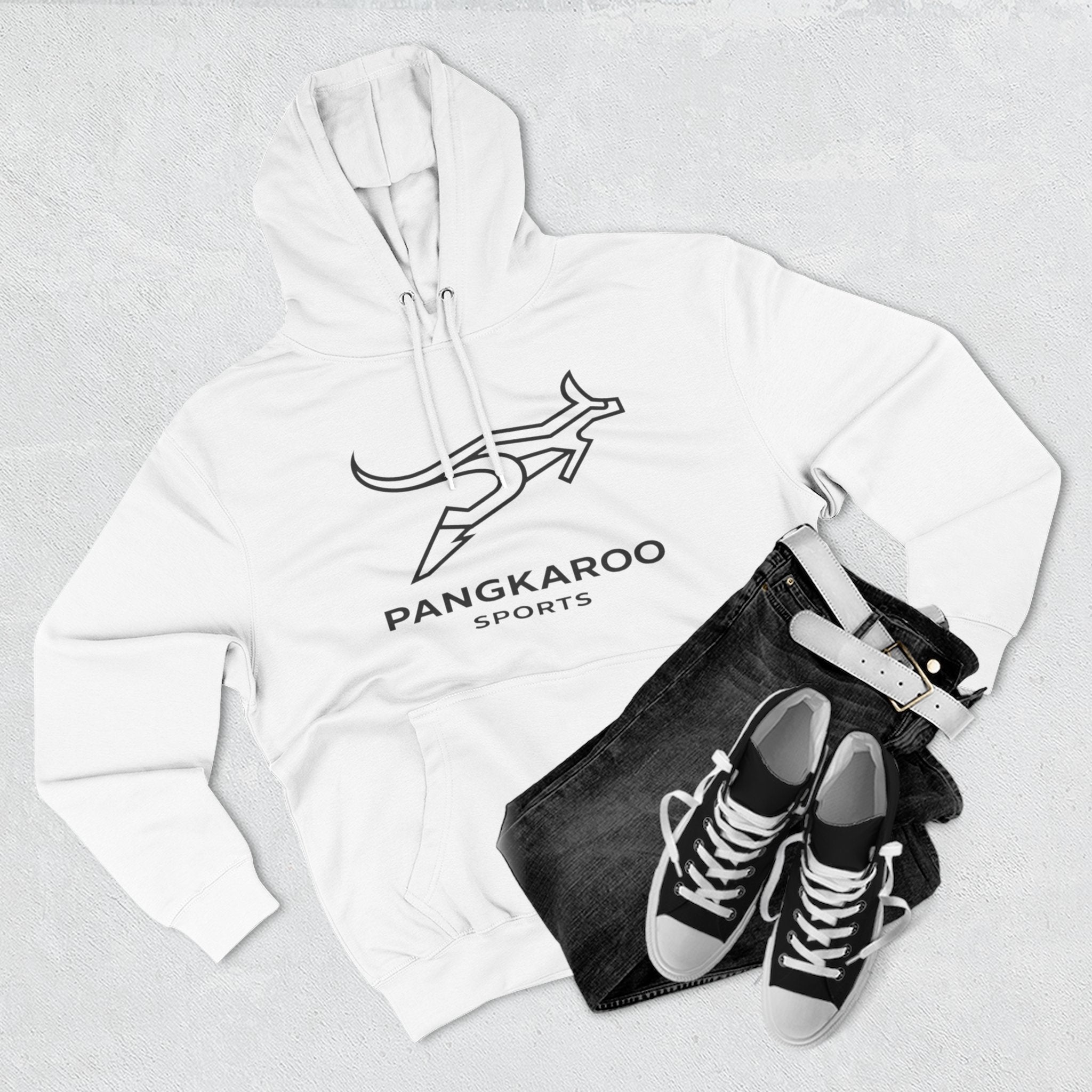 Pangkaroo Logo Hoodie — Minimalist Three-Panel Fleece Pullover