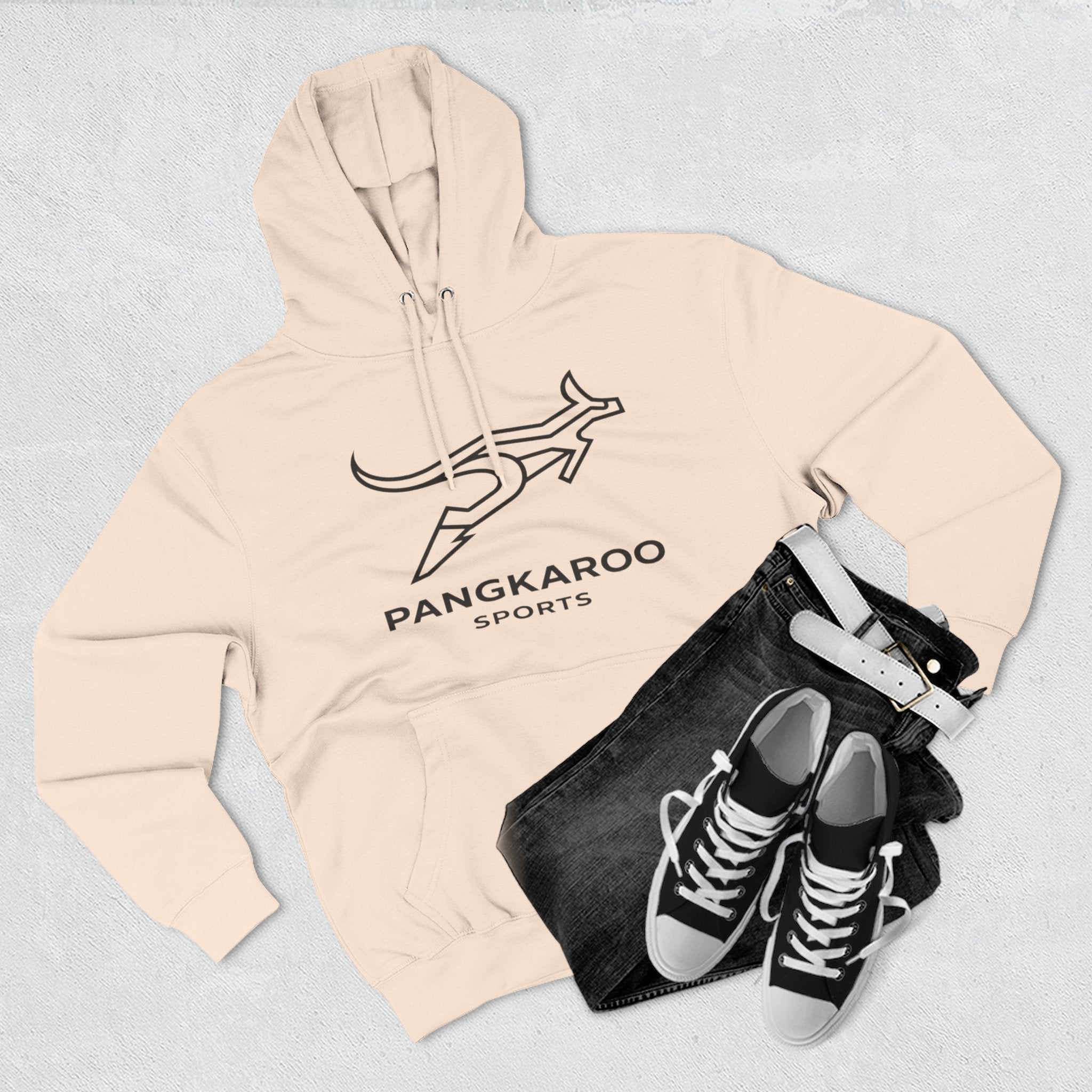 Pangkaroo Logo Hoodie — Minimalist Three-Panel Fleece Pullover