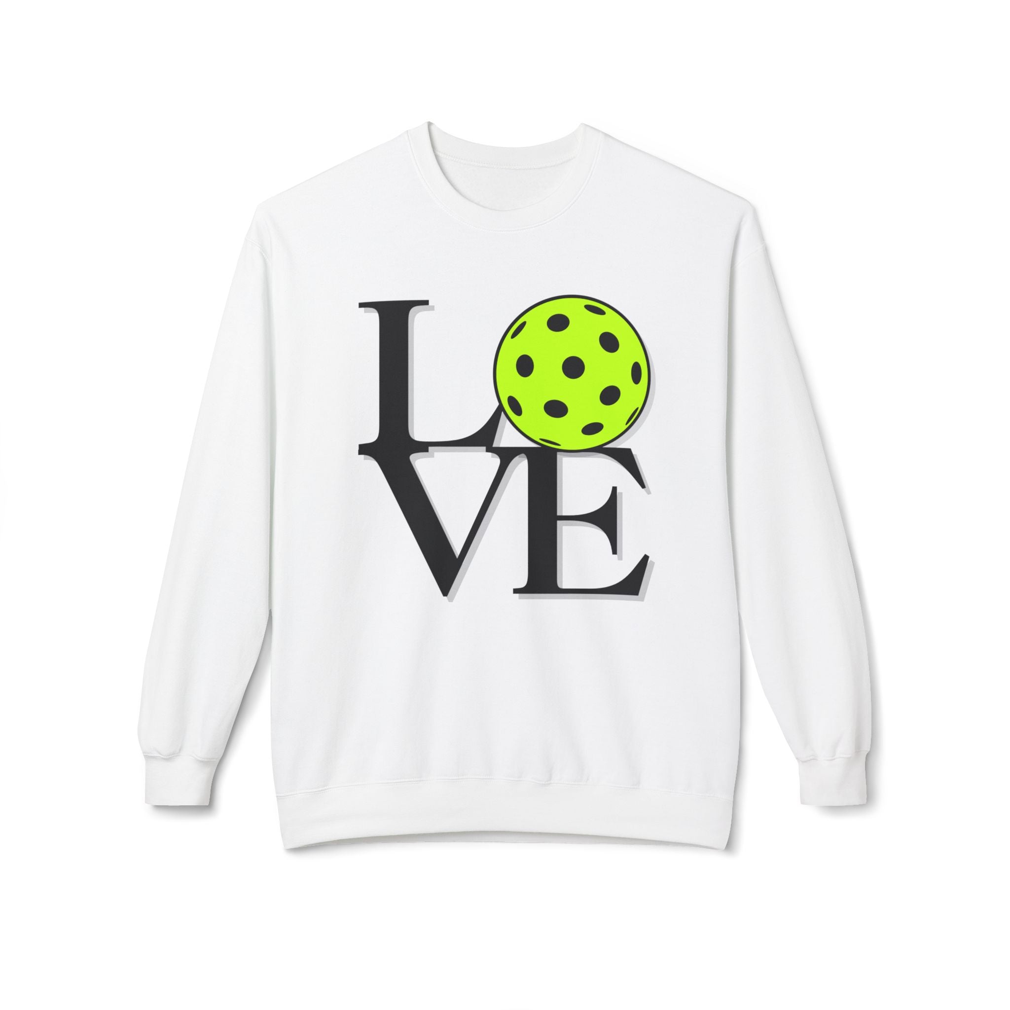Pickleball Love Crewneck Sweatshirt — Neon Ball Graphic