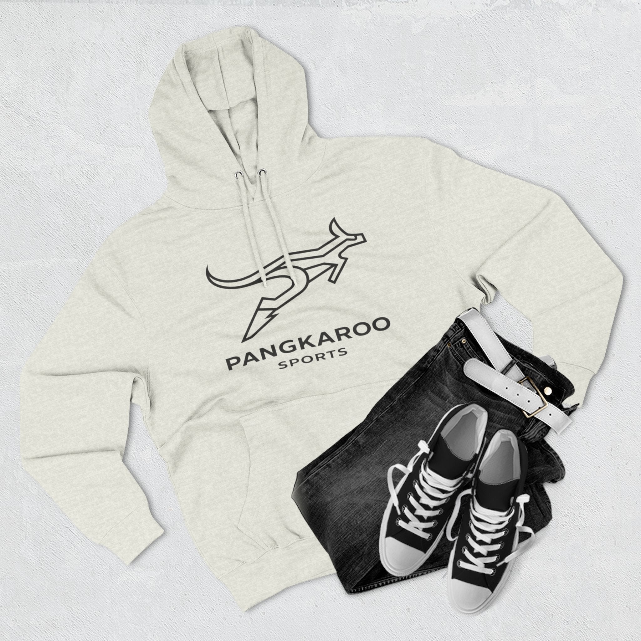 Pangkaroo Logo Hoodie — Minimalist Three-Panel Fleece Pullover