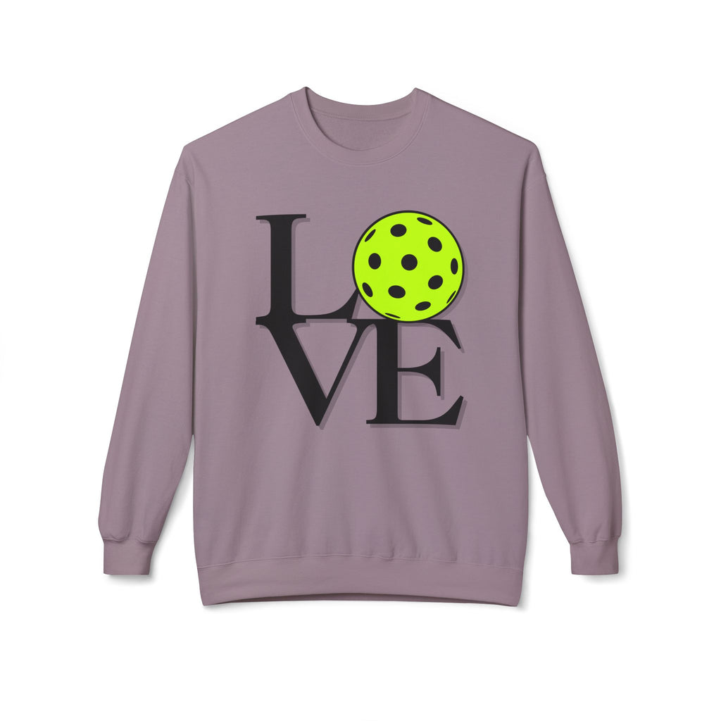 Pickleball Love Crewneck Sweatshirt — Neon Ball Graphic