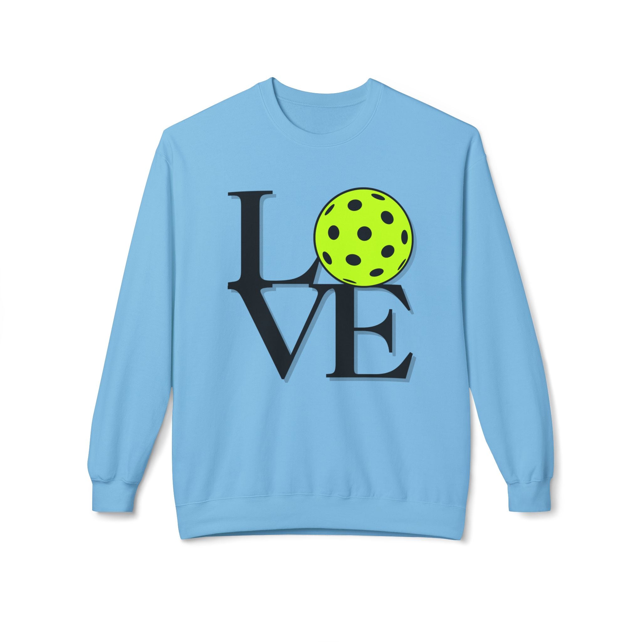Pickleball Love Crewneck Sweatshirt — Neon Ball Graphic