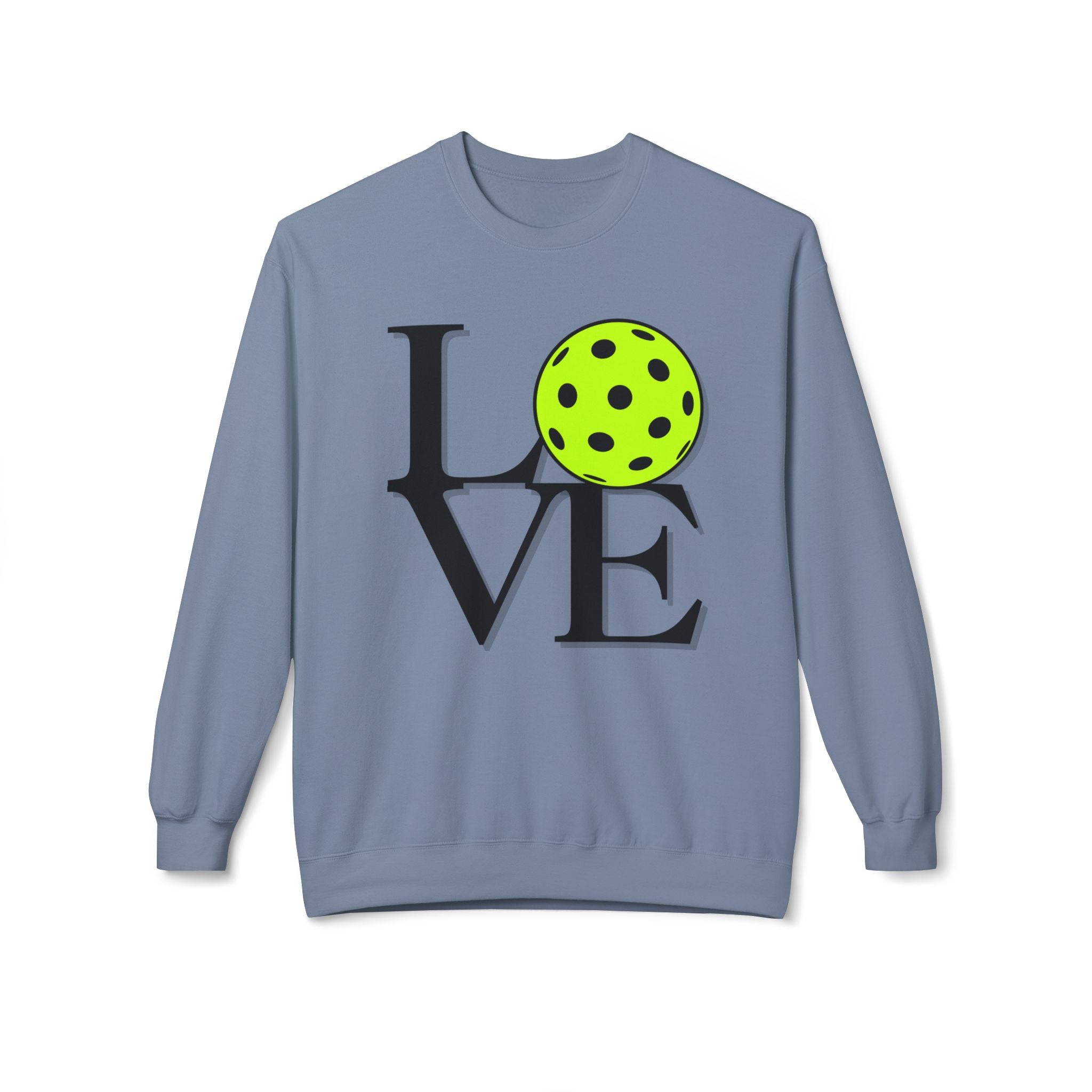 Pickleball Love Crewneck Sweatshirt — Neon Ball Graphic