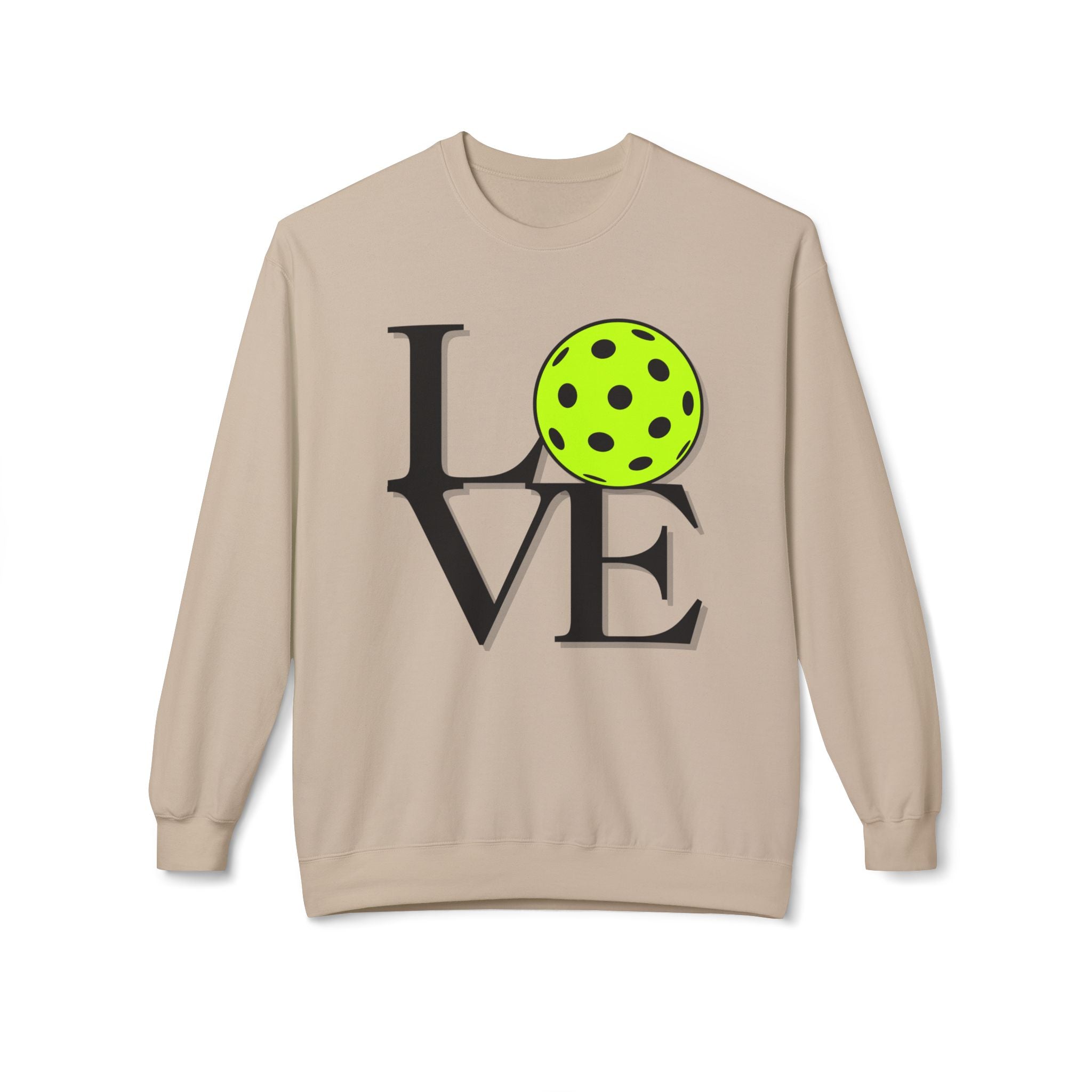 Pickleball Love Crewneck Sweatshirt — Neon Ball Graphic