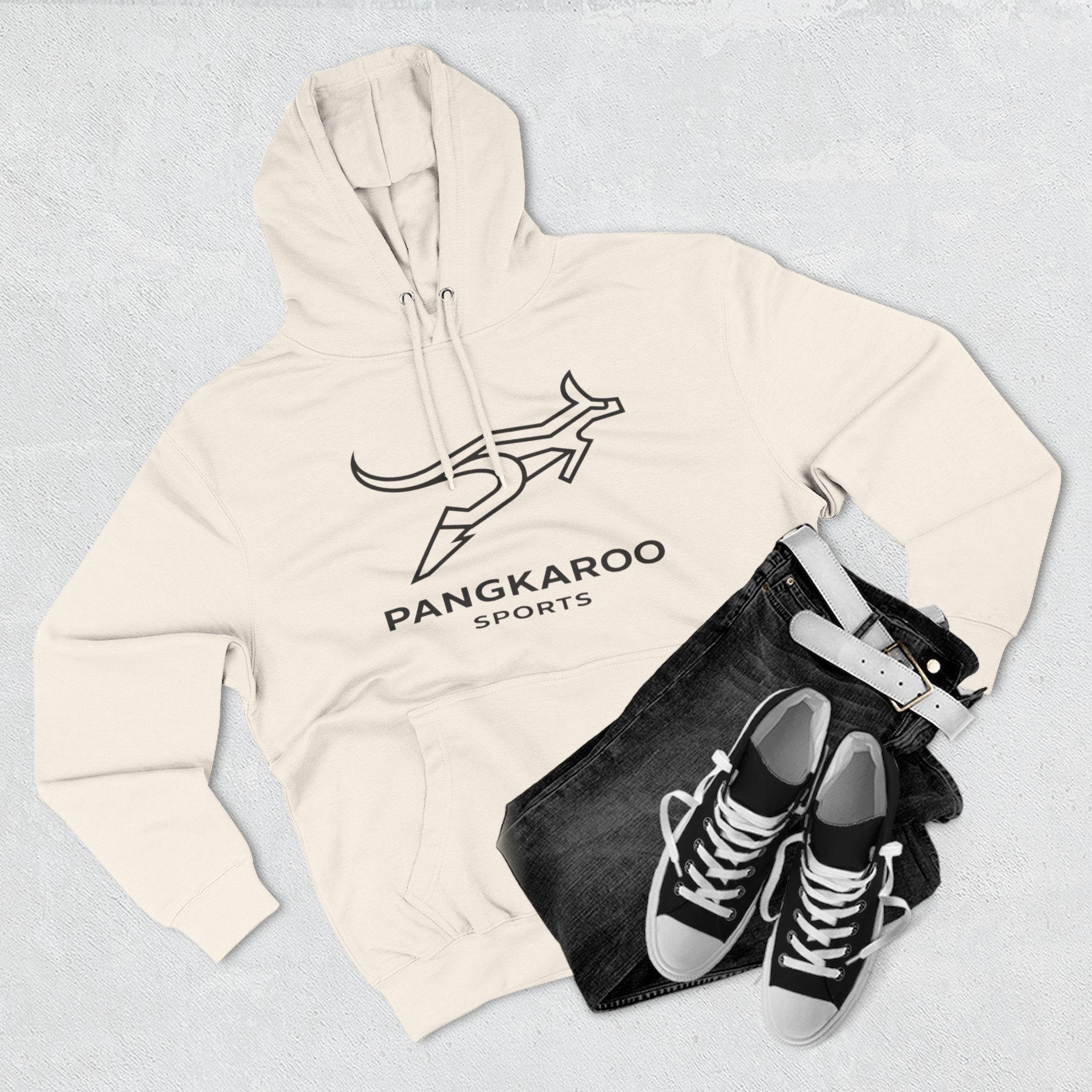 Pangkaroo Logo Hoodie — Minimalist Three-Panel Fleece Pullover