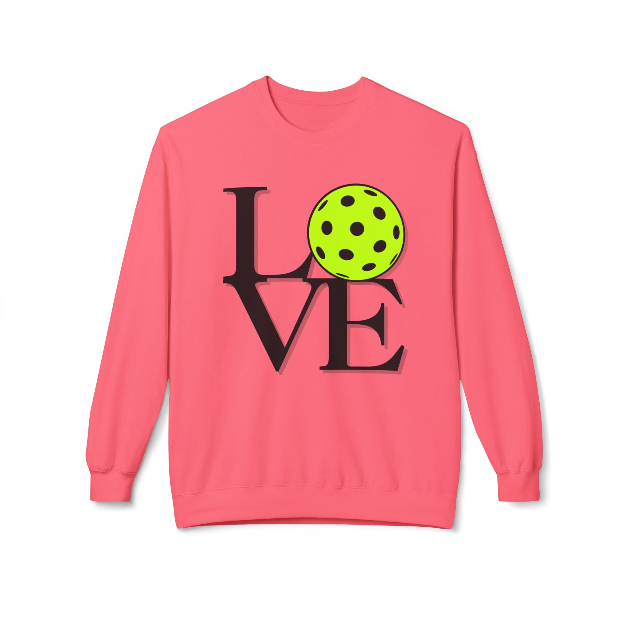Pickleball Love Crewneck Sweatshirt — Neon Ball Graphic