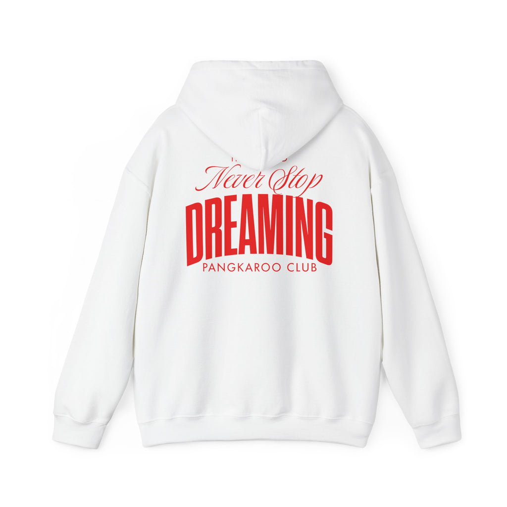 Never Stop Dreaming Hoodie — Inspirational Graphic Hooded Sweatshirt