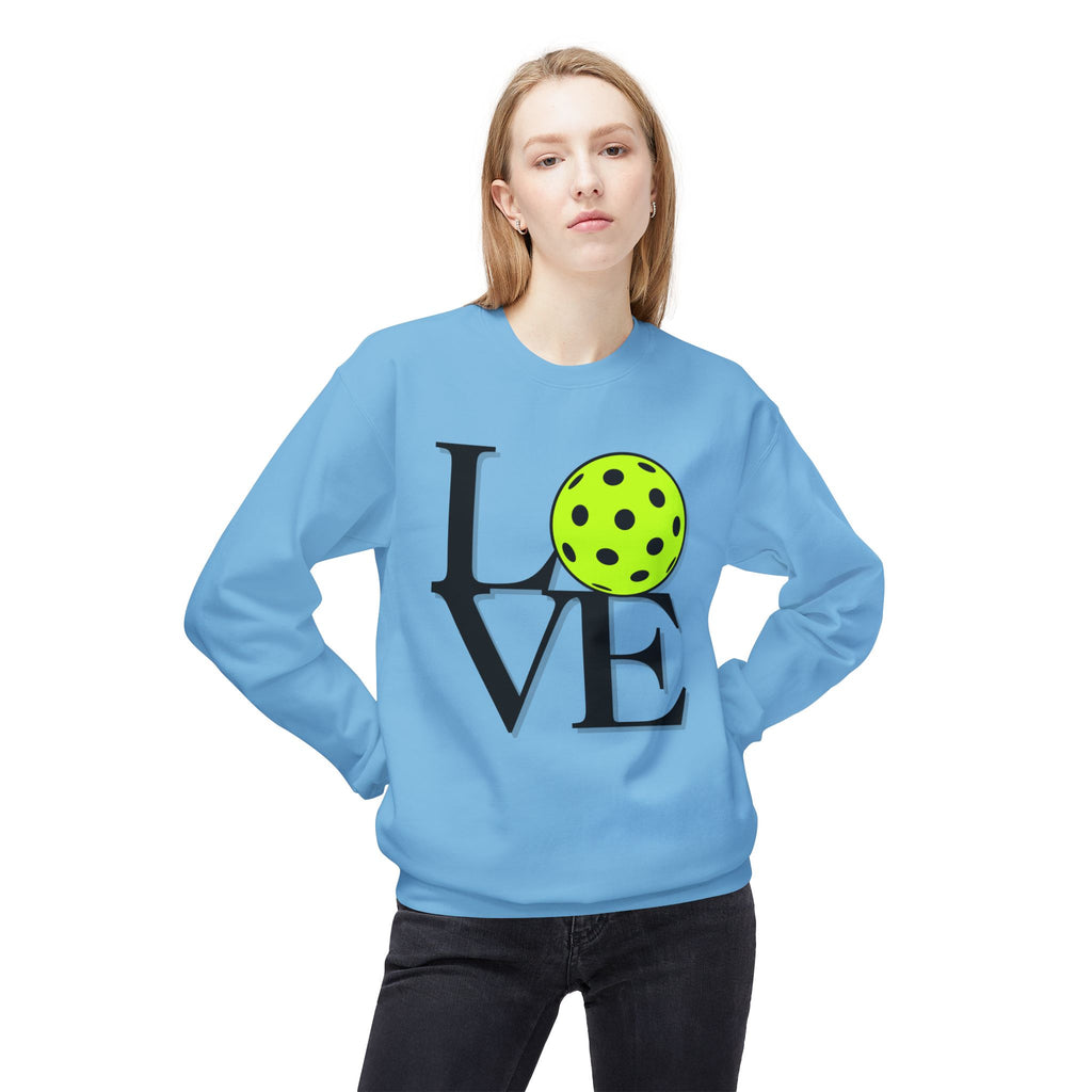 Pickleball Love Crewneck Sweatshirt — Neon Ball Graphic