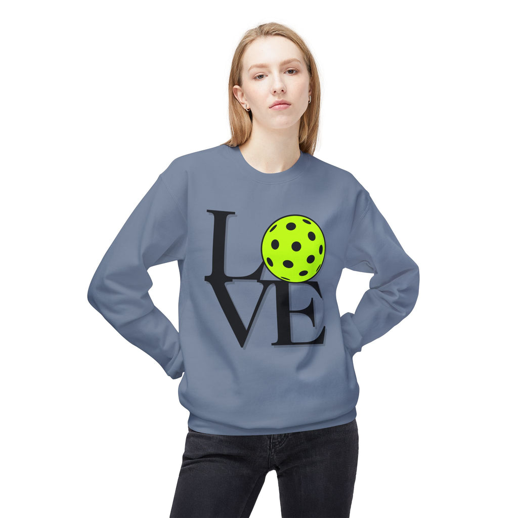 Pickleball Love Crewneck Sweatshirt — Neon Ball Graphic