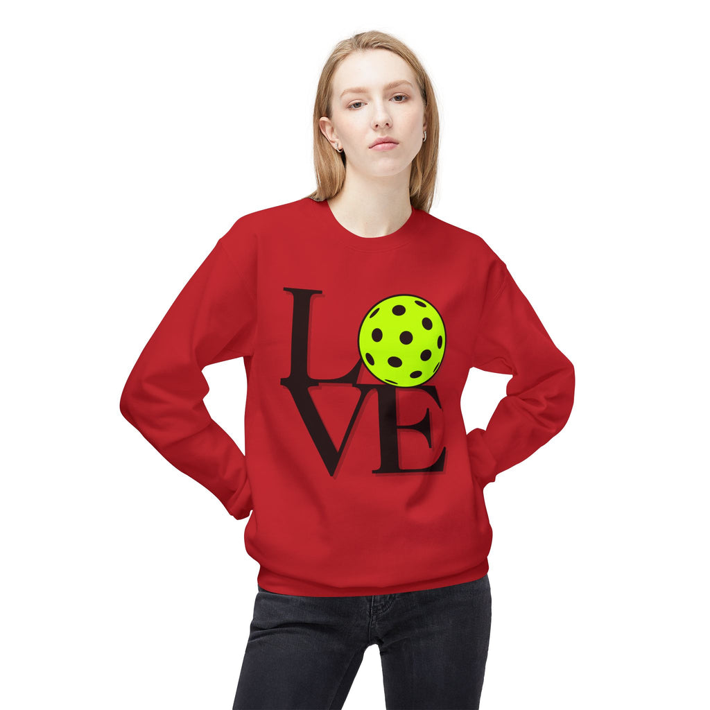 Pickleball Love Crewneck Sweatshirt — Neon Ball Graphic