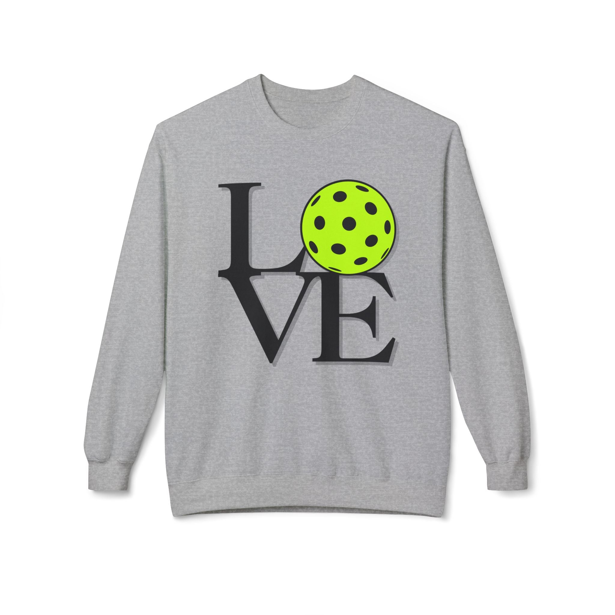 Pickleball Love Crewneck Sweatshirt — Neon Ball Graphic