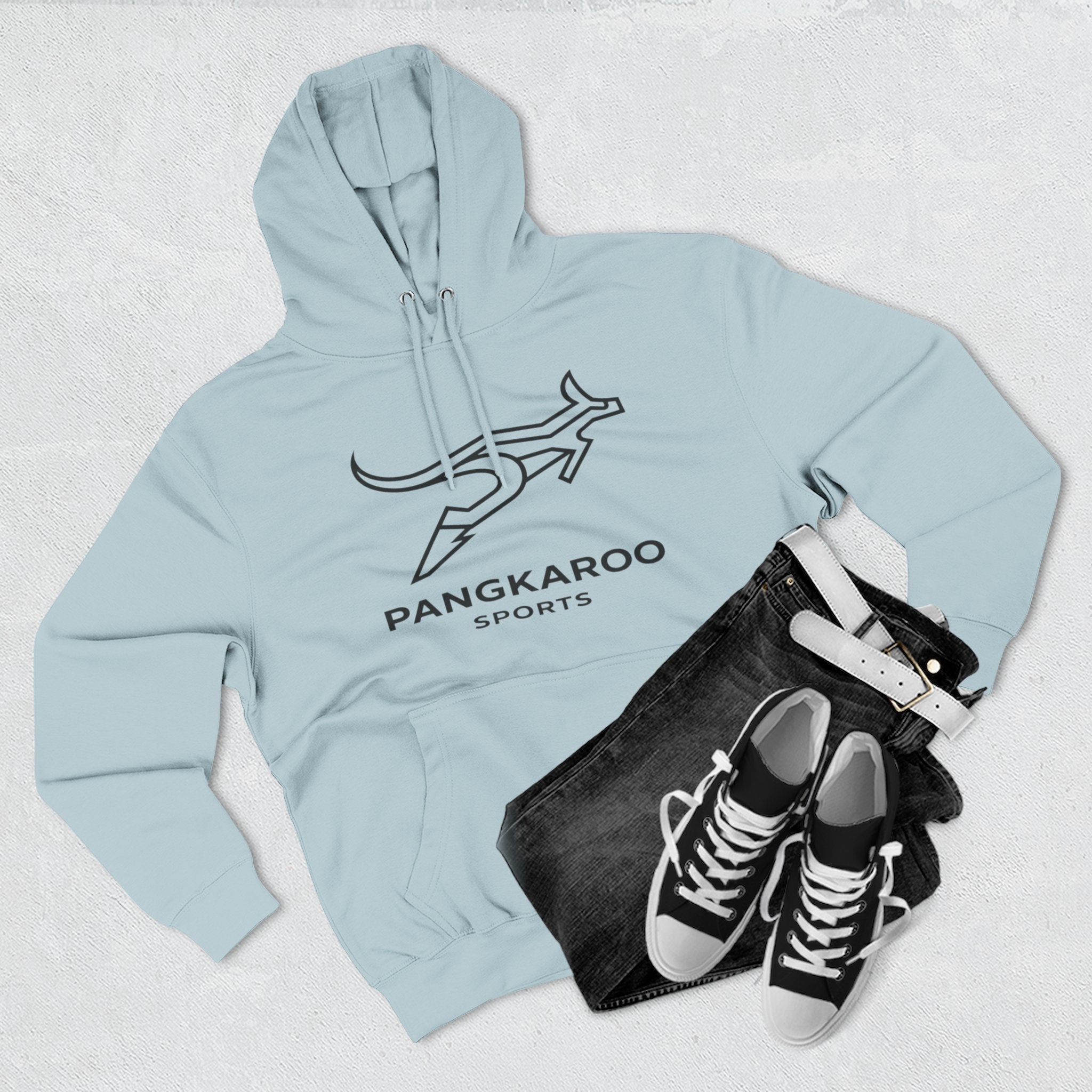 Pangkaroo Logo Hoodie — Minimalist Three-Panel Fleece Pullover