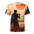 Golfer silhouette sunset Tee | All-over print golf scene